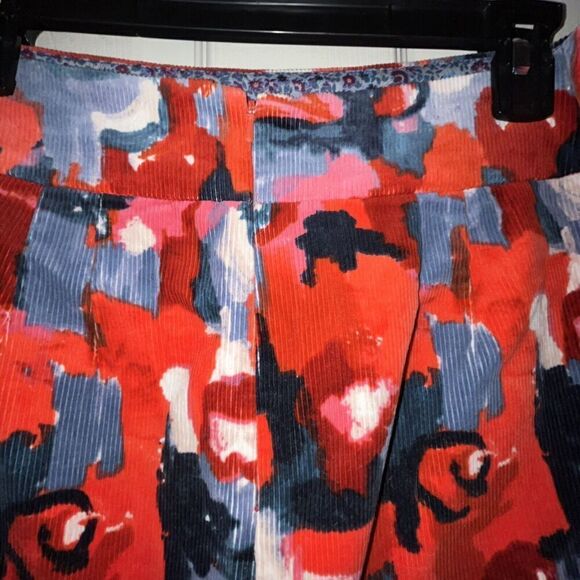 ANTHROPOLOGIE Skirt Sz 4 Vanessa Virginia Painterly Corduroy Pencil Abstract Art - Picture 4 of 12